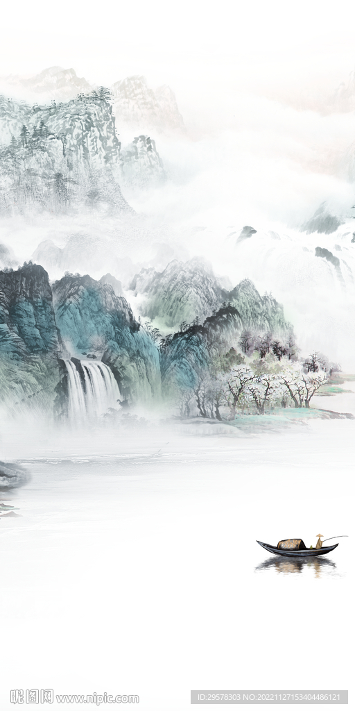 古风 山水中式玄关 TIF分层