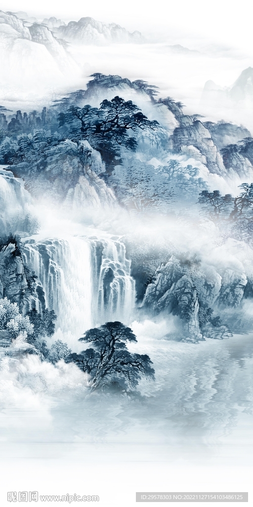 别墅 山水中式玄关 TIF分层