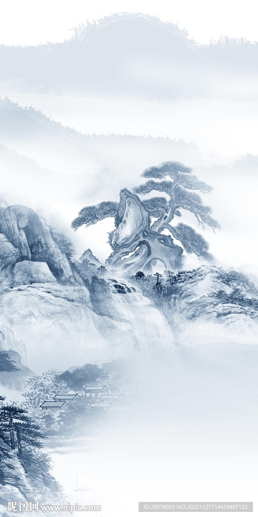 最新 山水中式玄关 TIF分层