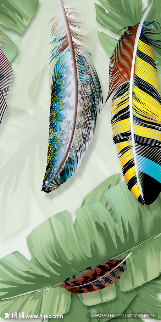 羽毛 欧式新玄关画 TIF分层