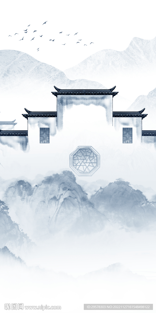 中式极简最新玄关 TIF分层