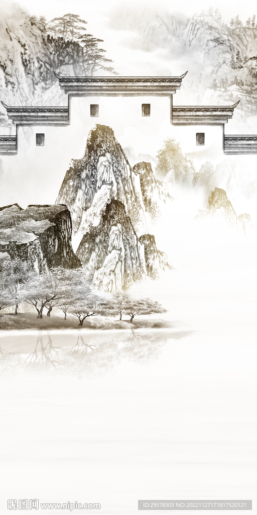 高端 最新背景玄关 TIF分层