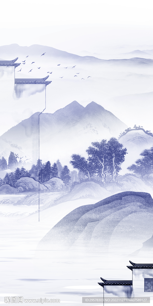 蓝色 最新背景玄关 TIF分层