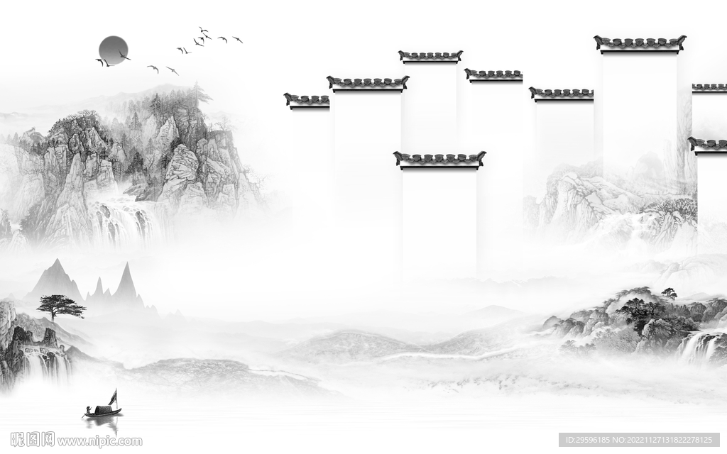 新品 高档山水墙画 Tif分层