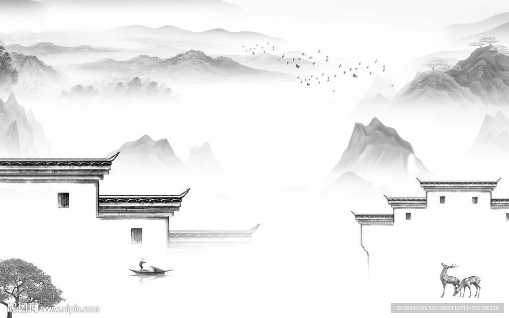 最新 意境新山水画 TiF分层