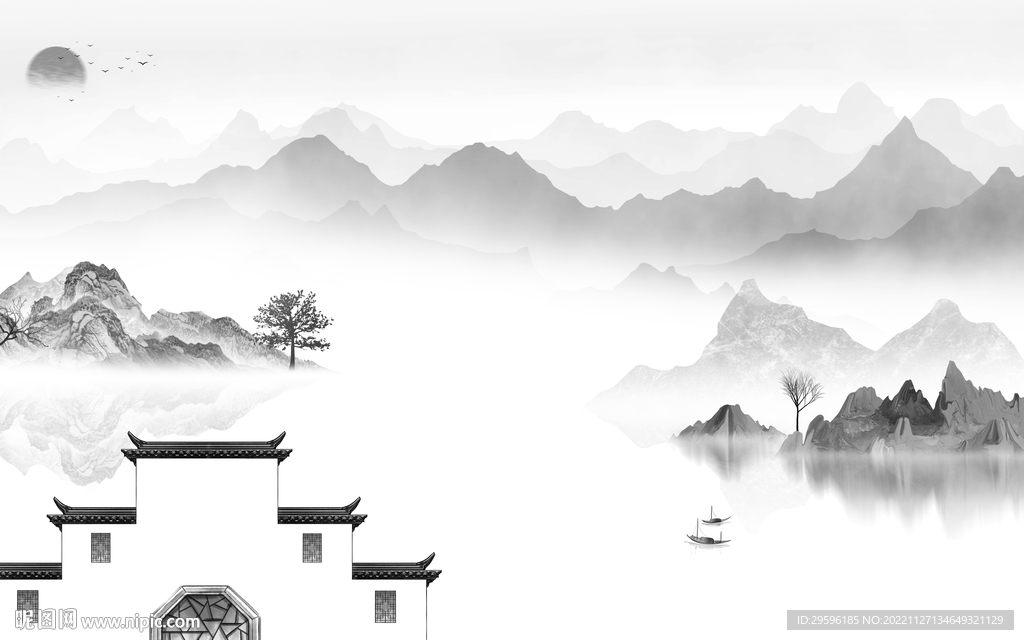 徽派 最新款山水画 TiF分层