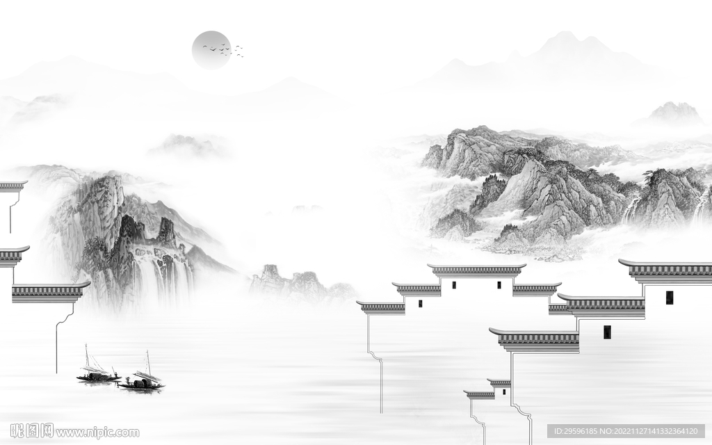 高档 意境新山水画 TiF分层