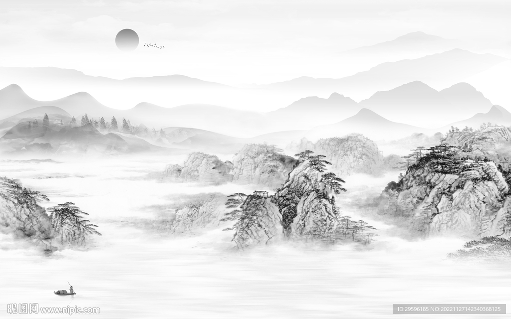 简约 最新款山水画 TiF分层