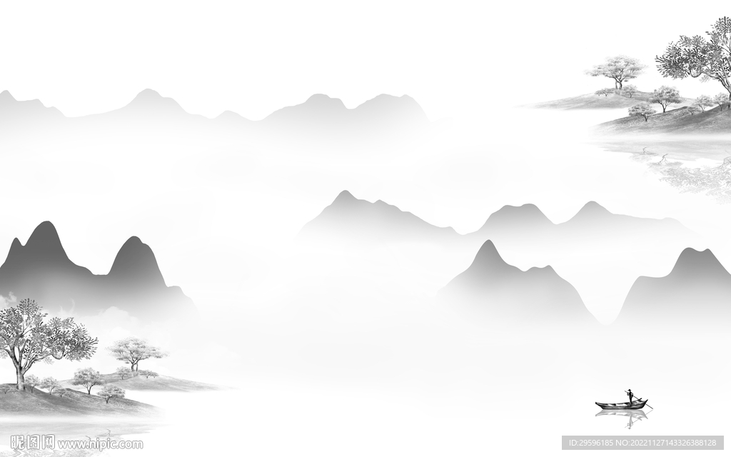 电视 新款中式山水 TIF分层