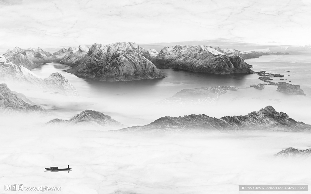 简约 新款中式山水 TIF分层