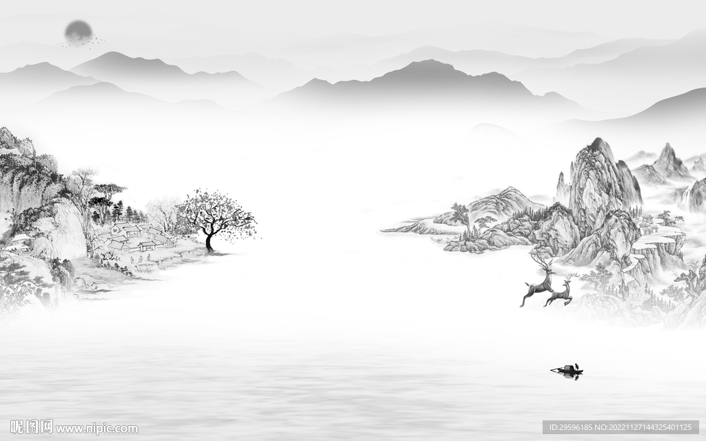 意境 新款中式山水 TIF分层