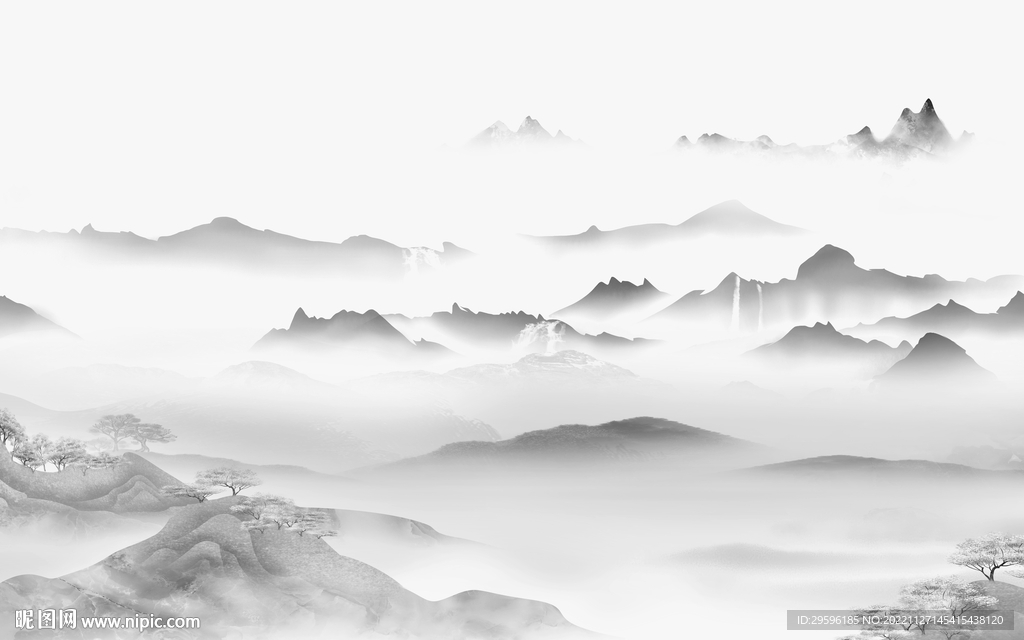 大气 新款中式山水 TIF分层