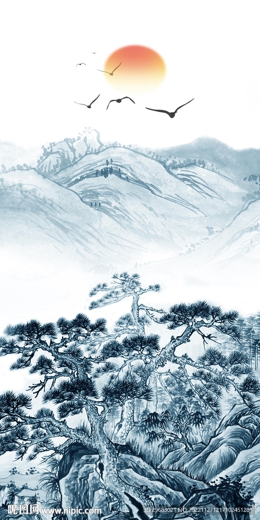 高端 风景玄关山水 tIf分层