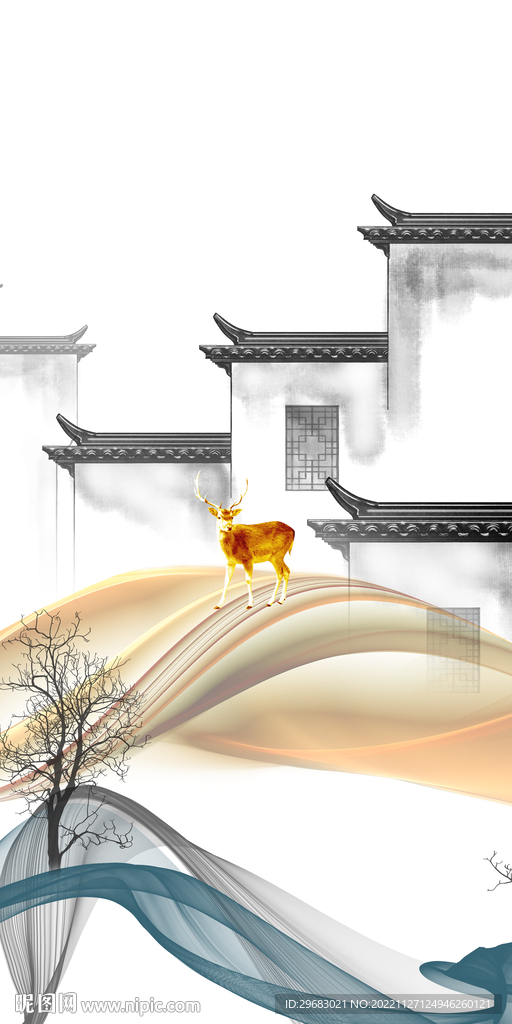 简约 新品玄关山水 TIf分层