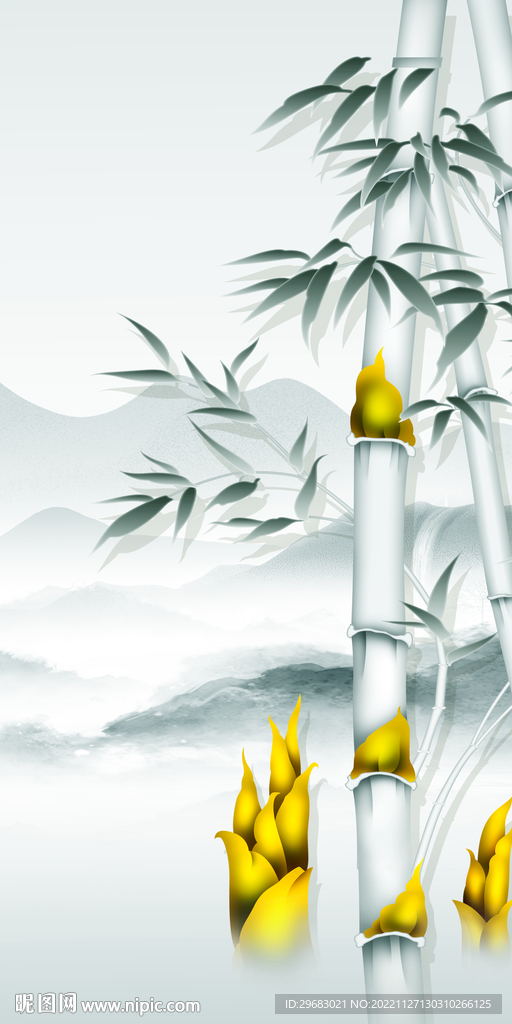 竹子 通道玄关山水 TIF分层