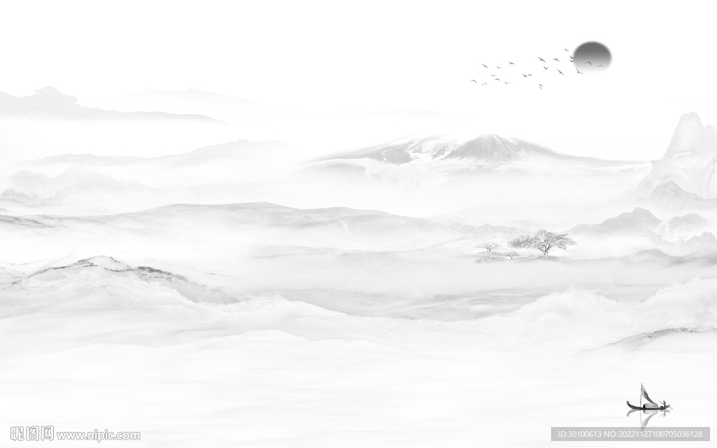 最新 中式灰色山水 TiF分层