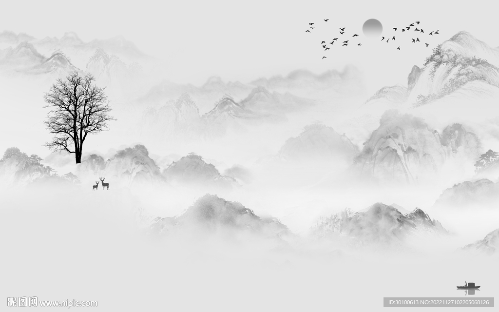 人气 高端灰色山水 tiF分层