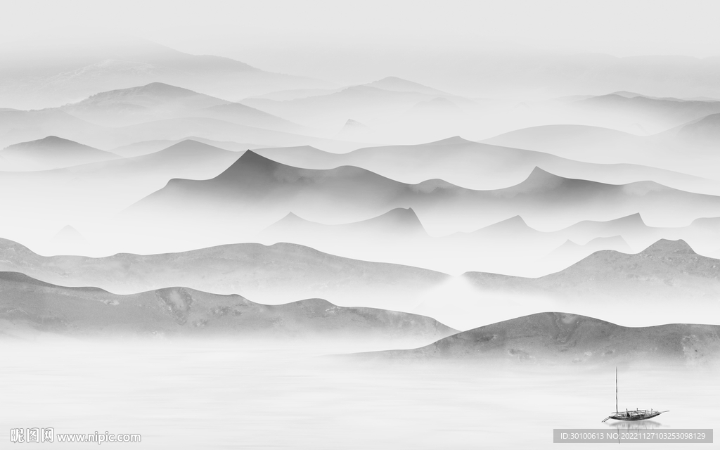 别墅 中式灰色山水 TiF分层