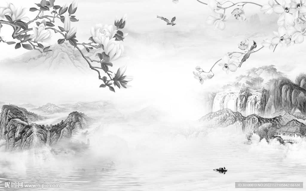 高档 高端灰色山水 tiF分层