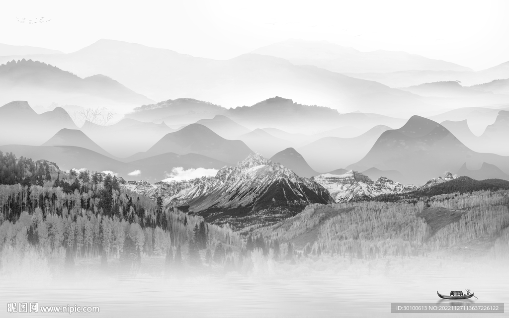 高雅 中式灰色山水 TiF分层