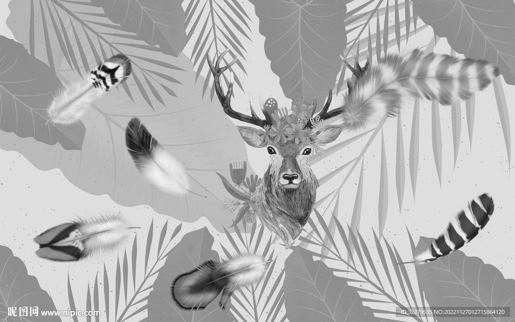 新款 灰欧式无框画 TIF分层