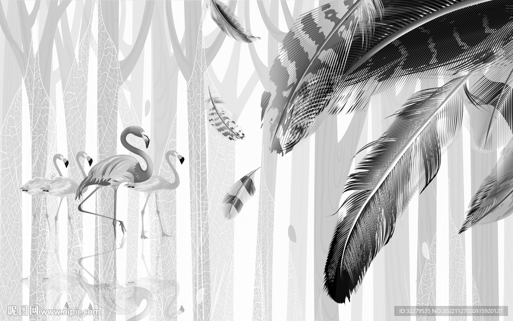 人气 灰欧式无框画 TIF分层