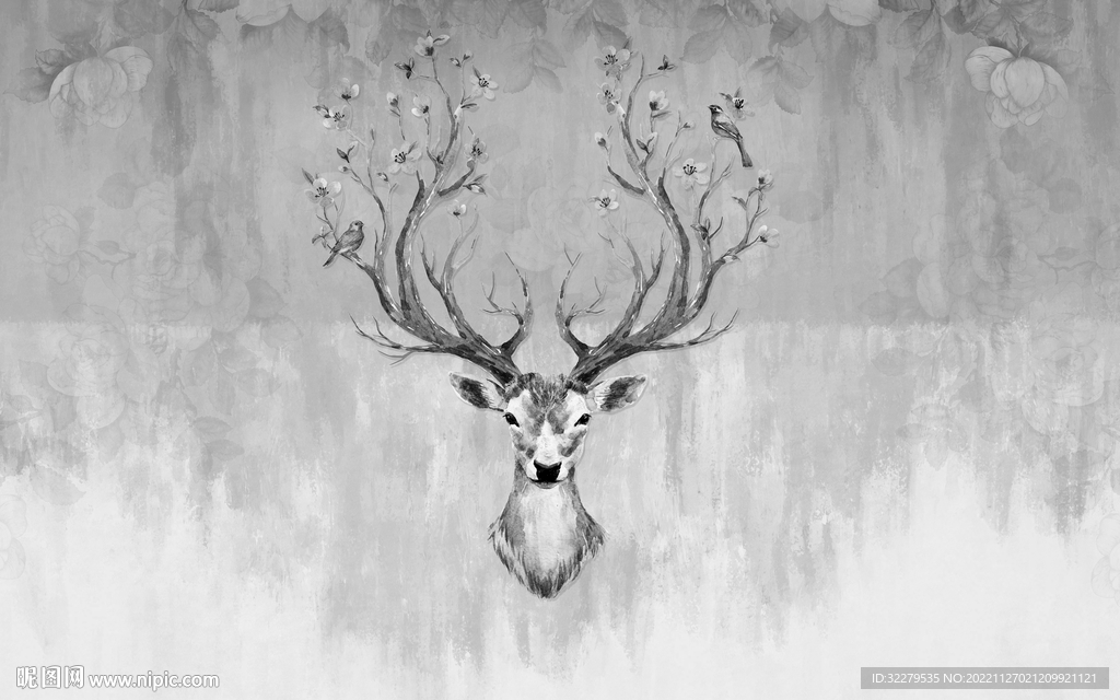 大气 灰欧式无框画 TIF分层