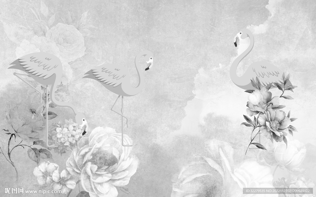 现代 灰欧式无框画 TIF分层