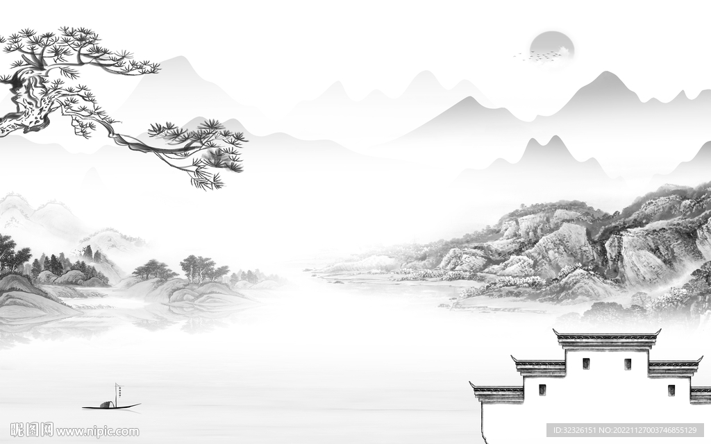 高端 客厅爆款山水 tif分层