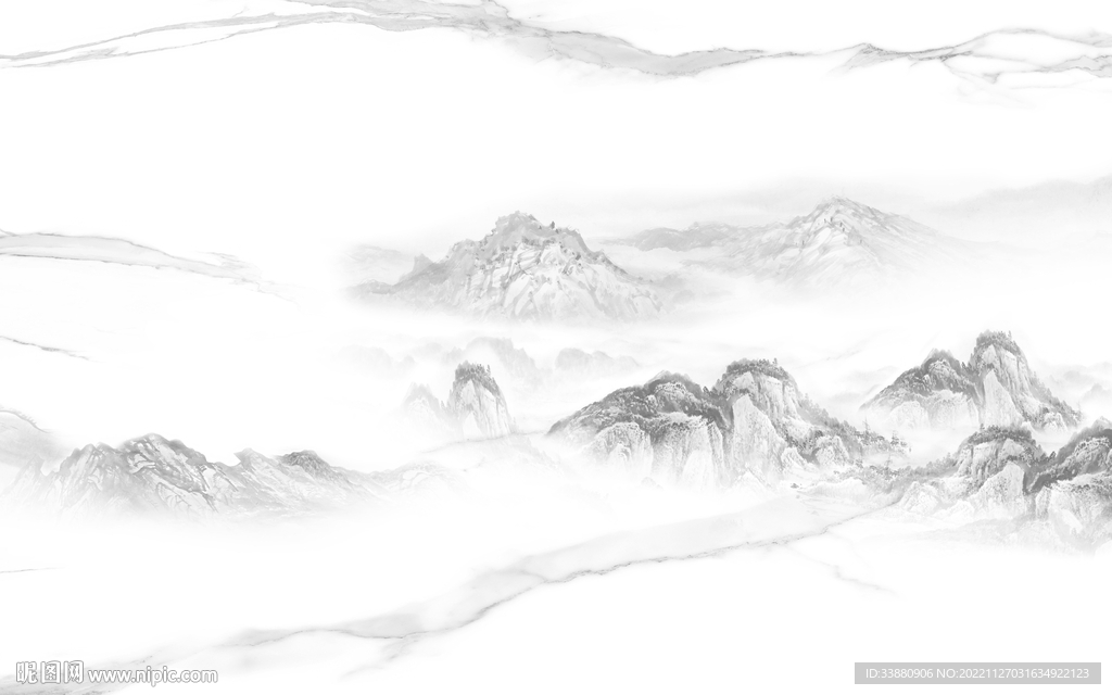 爆款 客厅灰色山水 tiF分层