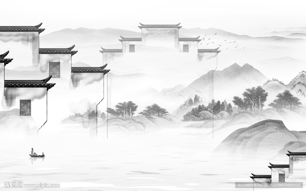 新款 灰背景山水画 tiF分层
