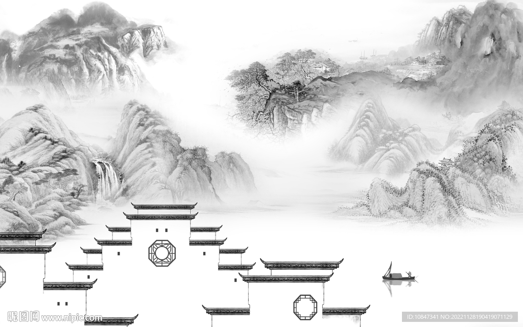 电视 高雅灰色山水 tIF分层