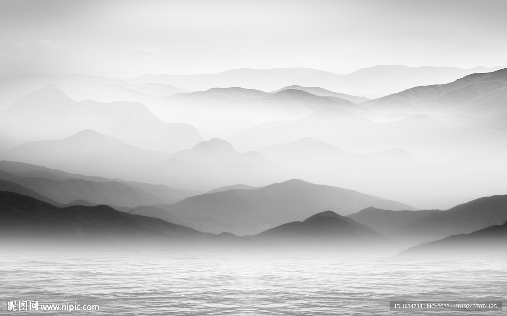 最新 意境灰色山水 tIf分层