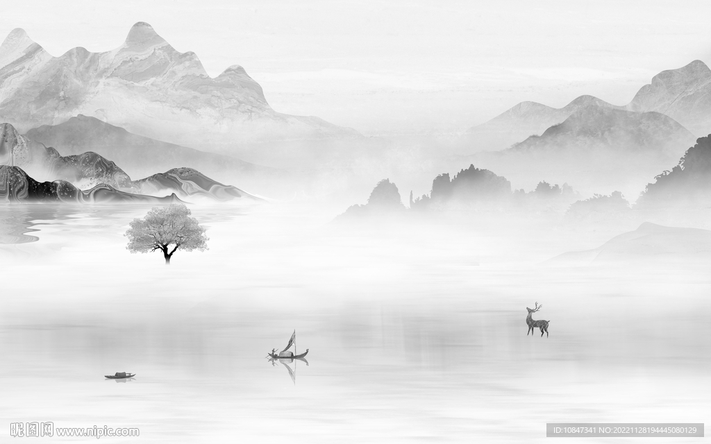 沙发 简约灰色山水 TIf分层