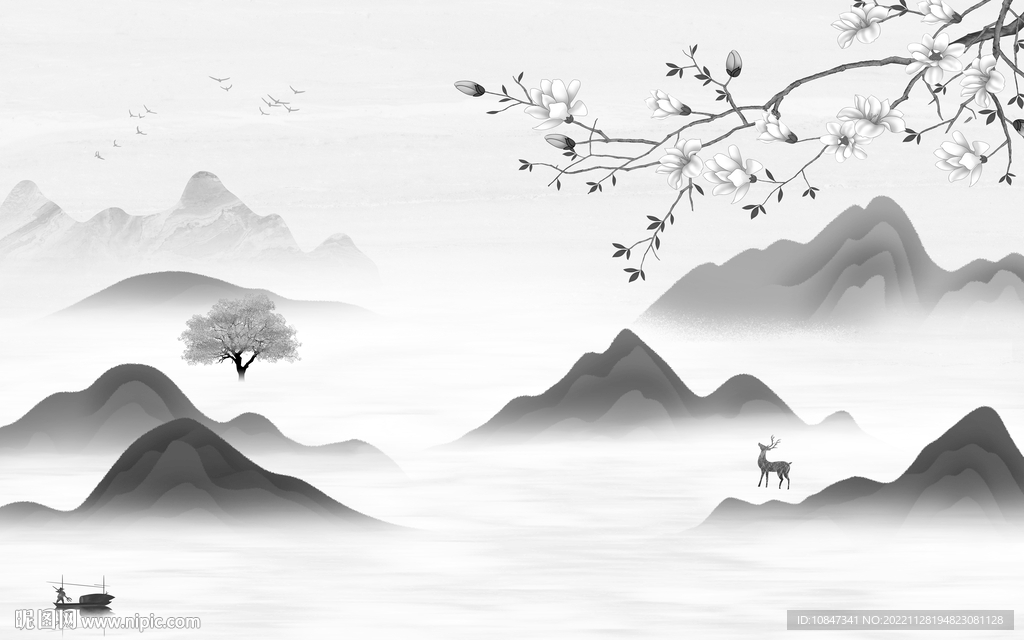 爆款 简约灰色山水 TIf分层