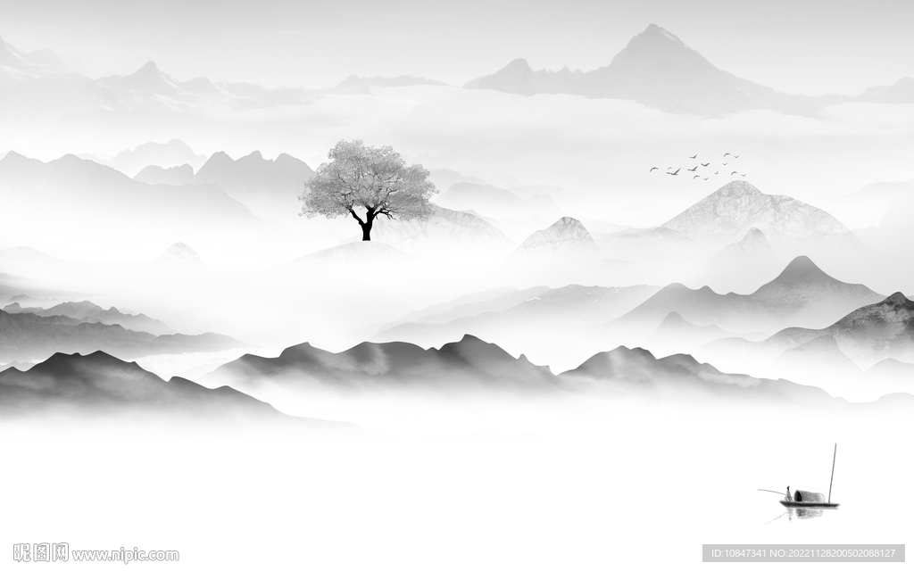 别墅 简约灰色山水 TIf分层