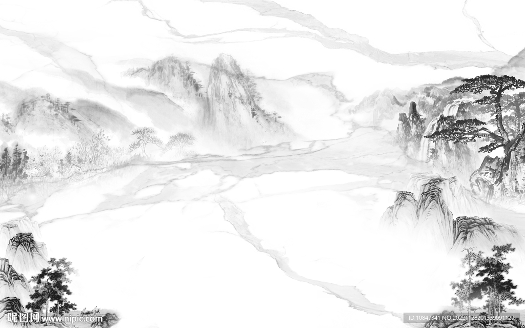 简约 意境灰色山水 tIf分层