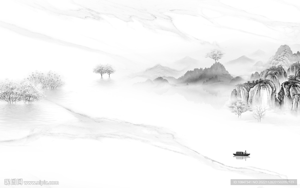 中式 意境灰色山水 tIf分层