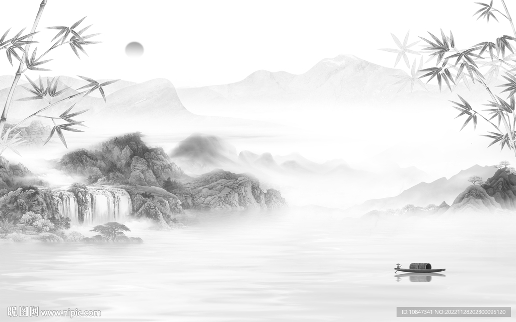 中式 简约灰色山水 TIf分层