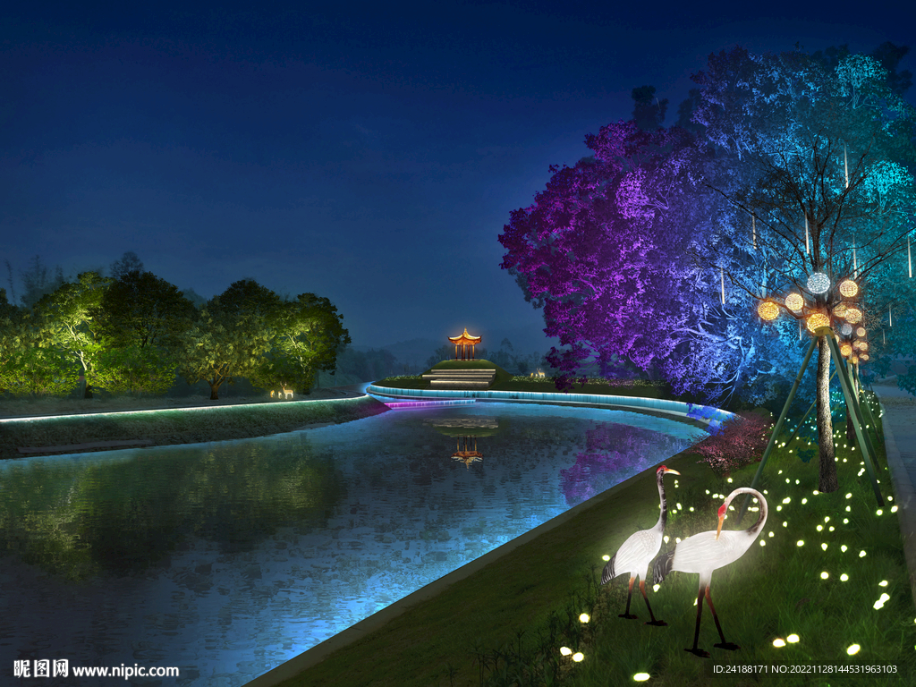 一江二岸改造夜景灯光PSD分层