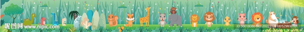 幼儿园卡通动物森林文化墙绘