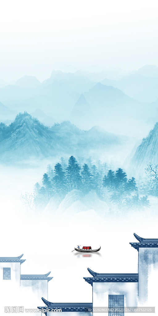 极简 山水风景玄关 TIf分层