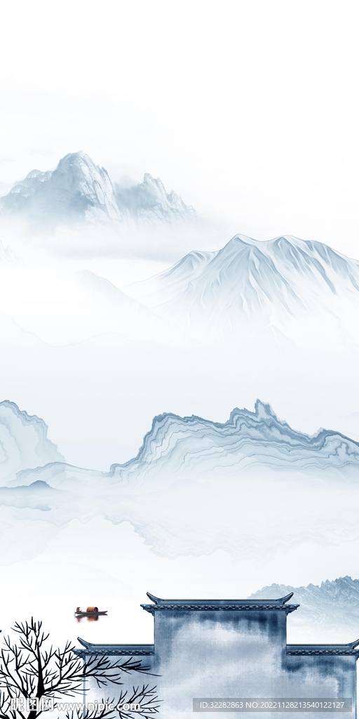 新款 山水风景玄关 TIf分层