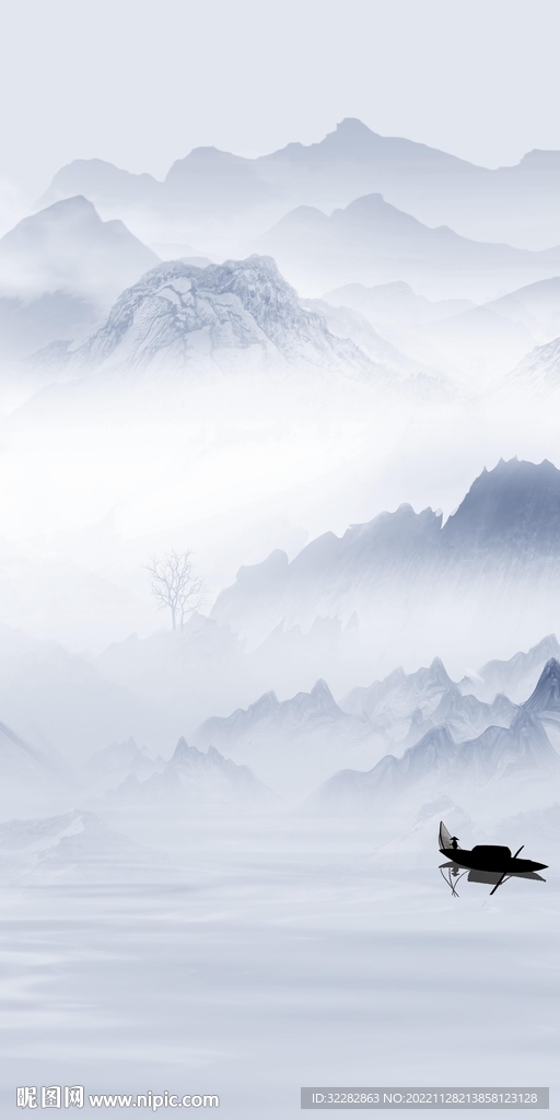 高端 山水风景玄关 TIf分层