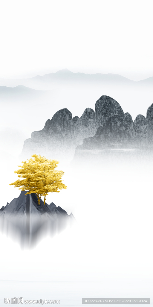 高端 极简山水玄关 TIf分层