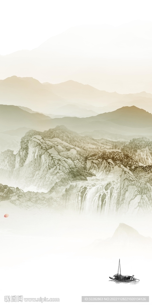 清晰 简约山水玄关 TIf分层