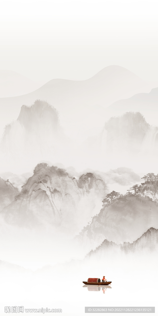 人气 山水风景玄关 TIf分层