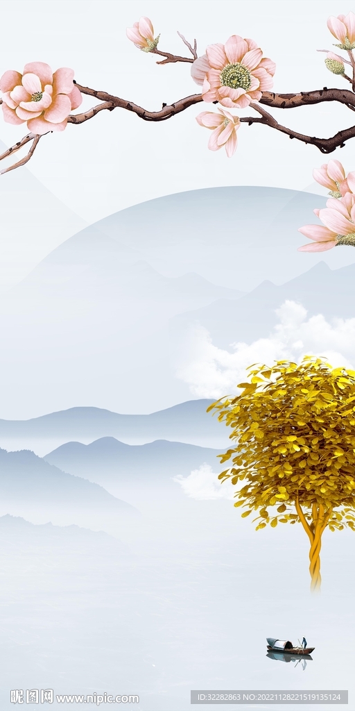 别墅 简约山水玄关 TIf分层