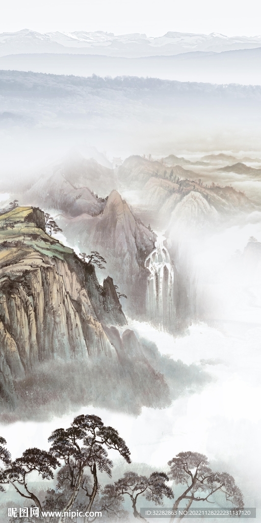 新款 简约山水玄关 TIf分层