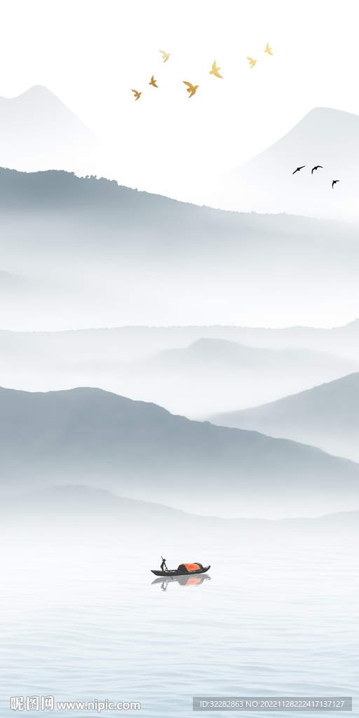 爆款 简约山水玄关 TIf分层